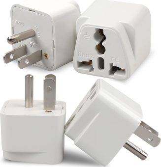 4 Pack Universal Adapter, Europe to US Plug Travel Adapters (White)
