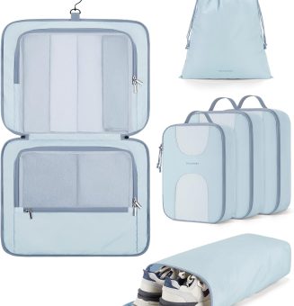 Hanging Travel Packing Cubes, 6 Set Large Travel Cubes for Women Cruise Ship Essentials, Suitcase Organizers