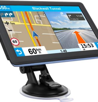 GPS Navigator for Car Truck RV, Latest 2025 Map, 7 inch Touch Screen Real Voice Spoken Turn-by-Turn Direction Reminding Navigation System for Cars, Vehicle GPS with Speed and Red Light Warning (Blue)